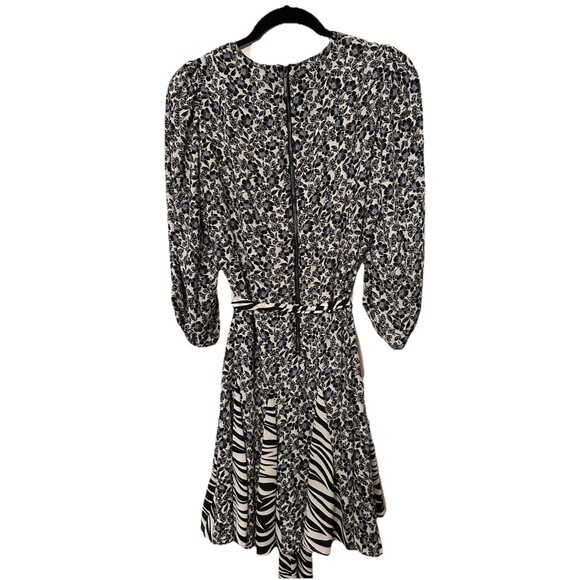 White House Black Market Short Floral Print Zebra Accent Dress Belted Size 6 - Picture 2 of 7